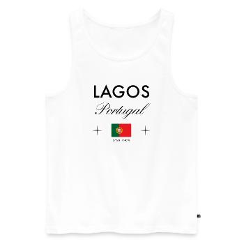 Lagos Portugal Koordinaten Reise Souvenir - Männer Premium Bio Tank Top - Weiß - Vorne - Michal (187cm)