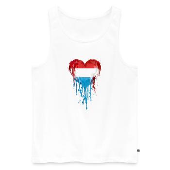 Luxembourg Herzflagge Tropfen BlauRotWeiß - Männer Premium Bio Tank Top - Weiß - Vorne - Michal (187cm)