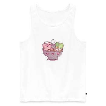 Lustiges Schwein entspannt sich im Dampfschiff-Hotpot-Whirlpool - Männer Premium Bio Tank Top - Weiß - Vorne - Michal (187cm)