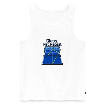 Padel-Tennisglas. Netz. Wiederholen. Vereinsregulärer Humo - Männer Premium Bio Tank Top - Weiß - Vorne - Michal (187cm)