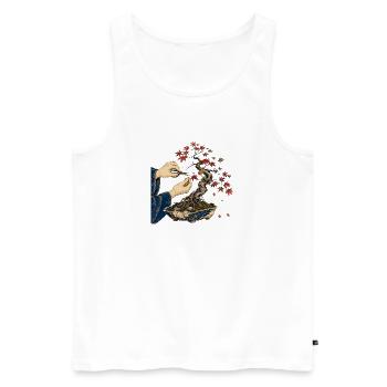Zen-Bonsai-Fingerarbeit - Männer Premium Bio Tank Top - Weiß - Vorne - Michal (187cm)