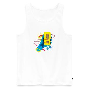 Neon Exklamation Gadget - Männer Premium Bio Tank Top - Weiß - Vorne - Michal (187cm)