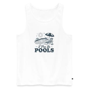 Ich pinkle in Pools - Männer Premium Bio Tank Top - Weiß - Vorne - Michal (187cm)