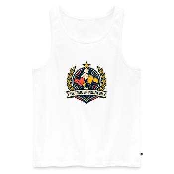 Ein Team Ein Takt Ein Ziel Mannschaft Teamgeist - Männer Premium Bio Tank Top - Weiß - Vorne - Michal (187cm)