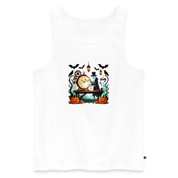 Steampunk Ghost Clockmaker Halloween - Men's Premium Organic Tank Top - white - Front - Michal (187cm)