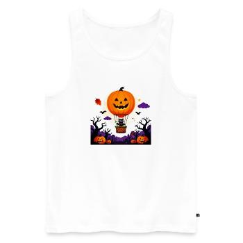 Kürbisballon-Katzen-Halloween-Szene - Männer Premium Bio Tank Top - Weiß - Vorne - Michal (187cm)