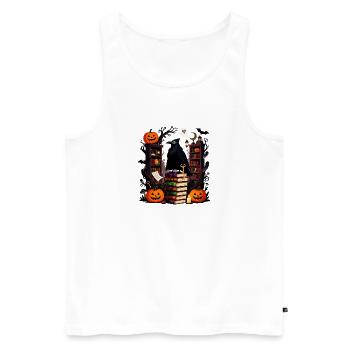 Gotische Rabe unter den Folianten - Männer Premium Bio Tank Top - Weiß - Vorne - Michal (187cm)