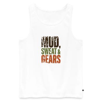 Mud Sweat Gears Gravel - Männer Premium Bio Tank Top - Weiß - Vorne - Michal (187cm)