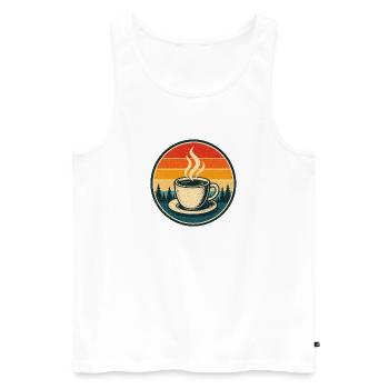 Coffee Retro Badge Vintage-Stil Grafik - Männer Premium Bio Tank Top - Weiß - Vorne - Michal (187cm)