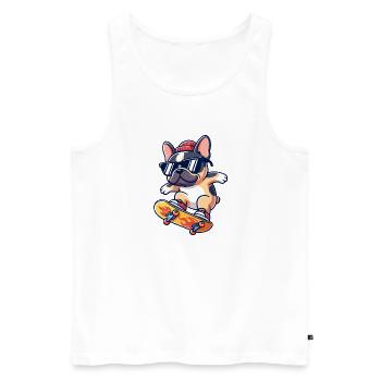 Französischer Bulldoggen-Skater - Männer Premium Bio Tank Top - Weiß - Vorne - Michal (187cm)