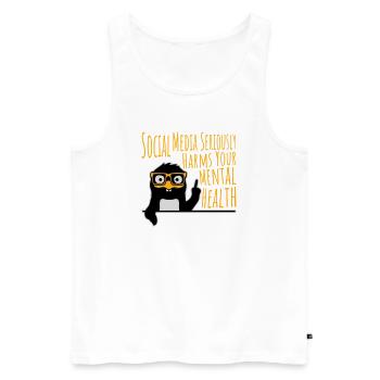 Social Media Seriously Harms Mental Health Pinguin - Männer Premium Bio Tank Top - Weiß - Vorne - Michal (187cm)