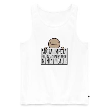 Les réseaux sociaux nuisent sérieusement à la santé mentale selon les affirmations - Débardeur bio Premium Homme - blanc - Devant - Michal (187cm)