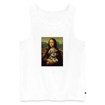 Schnauzer Mona Lisa Kunstparodie Hundeporträt - Männer Premium Bio Tank Top - Weiß - Vorne - Michal (187cm)