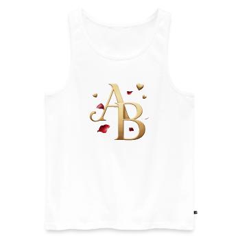 Goldenes AB Monogramm - Männer Premium Bio Tank Top - Weiß - Vorne - Michal (187cm)