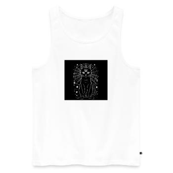 Magic Cat und Crescent Moon – Hexen-Goth - Männer Premium Bio Tank Top - Weiß - Vorne - Michal (187cm)