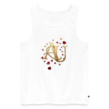 Goldenes AU Monogramm mit Herzen - Männer Premium Bio Tank Top - Weiß - Vorne - Michal (187cm)