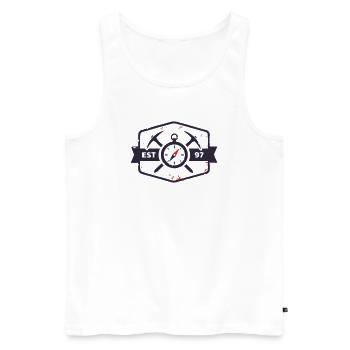 Bergretter Kompass Wappen - Männer Premium Bio Tank Top - Weiß - Vorne - Michal (187cm)
