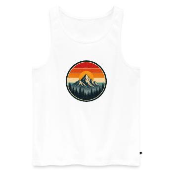 Mountain Retro Emblem Vintage-Stil Grafik - Männer Premium Bio Tank Top - Weiß - Vorne - Michal (187cm)