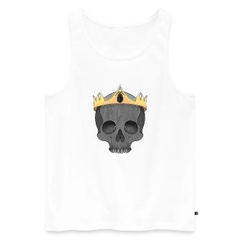 Kronen-Schädel: Königs Gothic-Desig - Männer Premium Bio Tank Top - Weiß - Vorne - Michal (187cm)