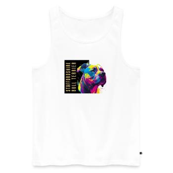 Staffie Head Popart - 050 - Männer Premium Bio Tank Top - Weiß - Vorne - Michal (187cm)