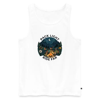 Pack Light Ride Far Bikepacking Nachthemd - Männer Premium Bio Tank Top - Weiß - Vorne - Michal (187cm)
