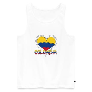 Patriotisches Herz Liebe Kolumbianische Flagge Kolumbien - Männer Premium Bio Tank Top - Weiß - Vorne - Michal (187cm)