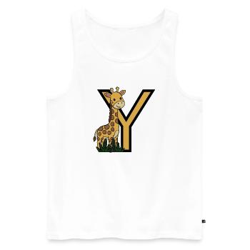 Giraffe with Y Letter Design - Men's Premium Organic Tank Top - white - Front - Michal (187cm)