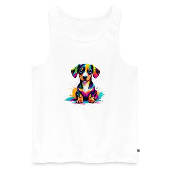 Bunter Welpe Farbexplosion - Männer Premium Bio Tank Top - Weiß - Vorne - Michal (187cm)