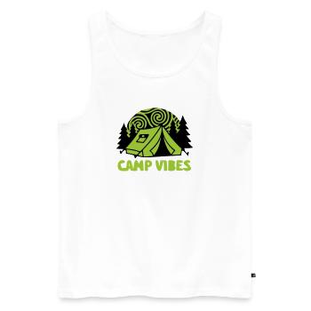 Zelt Camp Vibes Logo - Männer Premium Bio Tank Top - Weiß - Vorne - Michal (187cm)