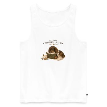 Lire encore un Chapitre de Noël, Teckel - Débardeur bio Premium Homme - blanc - Devant - Michal (187cm)