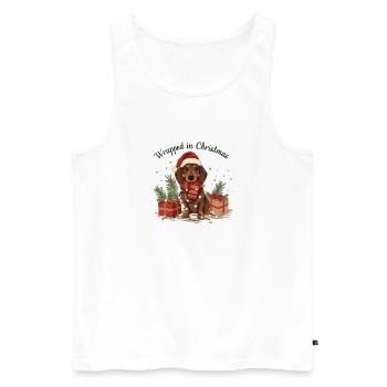 Noël teckel emballé dans Noël - Débardeur bio Premium Homme - blanc - Devant - Michal (187cm)