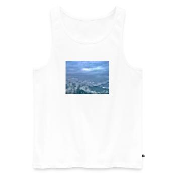 Nebel über Berglandschaft Morgenlicht - Männer Premium Bio Tank Top - Weiß - Vorne - Michal (187cm)