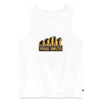 Menschliche Evolution Smartphone-Upgrade-Humor - Männer Premium Bio Tank Top - Weiß - Vorne - Michal (187cm)