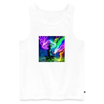 Idegen_Saman - Men's Premium Organic Tank Top - white - Front - Michal (187cm)