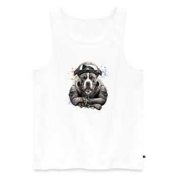 Biker Molosser - 065c - Männer Premium Bio Tank Top - Weiß - Vorne - Michal (187cm)