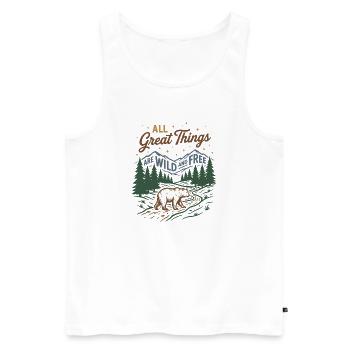Montagnes - toutes les belles choses sont sauvages et gratuites - Débardeur bio Premium Homme - blanc - Devant - Michal (187cm)