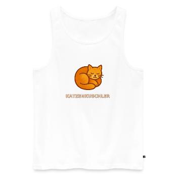 Katzenkuschler - Kuschelkatze Motiv - Männer Premium Bio Tank Top - Weiß - Vorne - Michal (187cm)