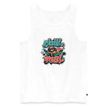 Chill Mal  Cooles Faultier Graffiti Design - Männer Premium Bio Tank Top - Weiß - Vorne - Michal (187cm)