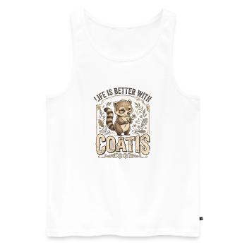 Das Leben ist mit Nasenbären einfach besser. - Männer Premium Bio Tank Top - Weiß - Vorne - Michal (187cm)