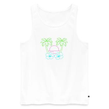 Neon Tropenstrand Sonnenuntergang - Männer Premium Bio Tank Top - Weiß - Vorne - Michal (187cm)