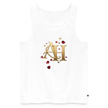 Goldenes AH Herzensschrift - Männer Premium Bio Tank Top - Weiß - Vorne - Michal (187cm)