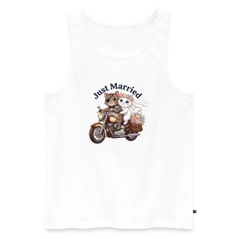 Just Married Katzen auf Motorrad - Männer Premium Bio Tank Top - Weiß - Vorne - Michal (187cm)