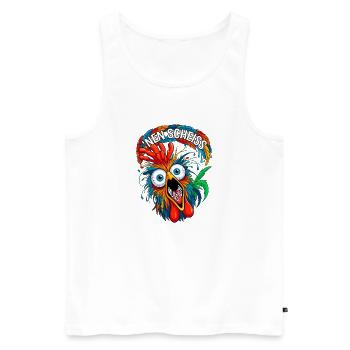Verrücktes Huhn Nen Scheiss Muss Ich Spruch - Männer Premium Bio Tank Top - Weiß - Vorne - Michal (187cm)