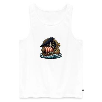 Rabenruder Viking-Schiff Emblem - Männer Premium Bio Tank Top - Weiß - Vorne - Michal (187cm)