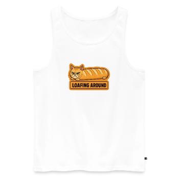 Lustiges wütendes Katzenbrot-Baguette - Männer Premium Bio Tank Top - Weiß - Vorne - Michal (187cm)