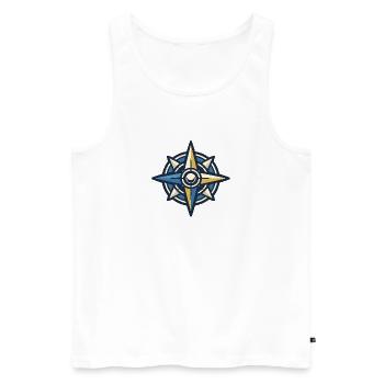 Nordstern Kompass Abenteuer - Männer Premium Bio Tank Top - Weiß - Vorne - Michal (187cm)