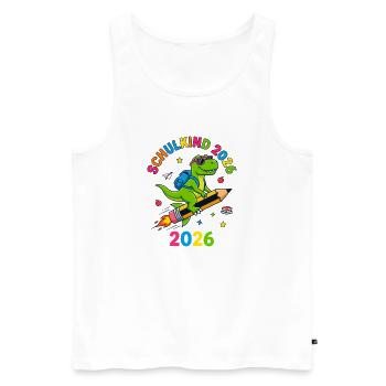Schulkind 2026 Dino T-Rex Einschulung - Männer Premium Bio Tank Top - Weiß - Vorne - Michal (187cm)