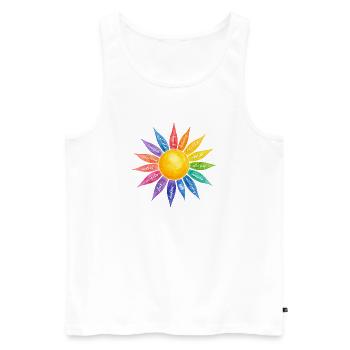 Achtsamkeit ich bin genung - Männer Premium Bio Tank Top - Weiß - Vorne - Michal (187cm)