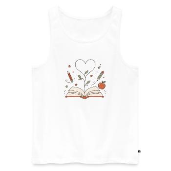 Herzbaum aus Buch – Kreativität blüht - Männer Premium Bio Tank Top - Weiß - Vorne - Michal (187cm)