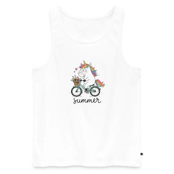 Einhorn auf dem Fahrrad - Männer Premium Bio Tank Top - Weiß - Vorne - Michal (187cm)